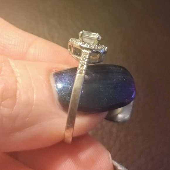 Sterling silver halo engagement ring. - Picture 5 of 5